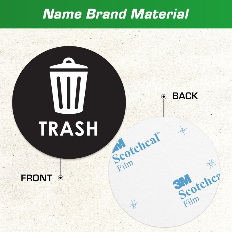 Pixelverse Design Recycle Stickers for Trash Bins - 6"x6" Round Decals, 4 Pack Set - Recycling Sticker for Trash Can - UV-Resistant Waste Management for Indoor, Outdoor, Kitchen, Office, and Public Spaces - Image 3